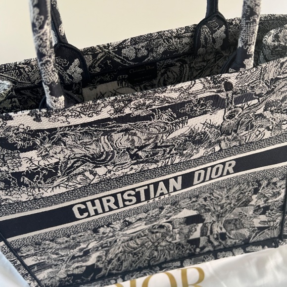 LARGE DIOR BOOK TOTE - Blue Toile de Jouy Embroidery - Picture 6 of 10